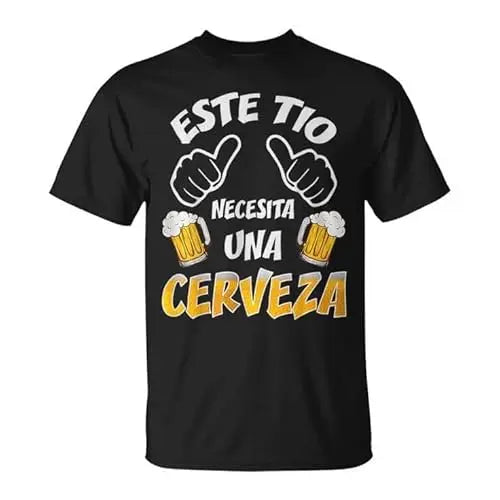 "This guy needs a beer" men's t-shirt, 100% cotton, short sleeve, crew neck, perfect gift for friends or family. Enjoy this funny t-shirt design while keeping it casual and comfortable for any occasion.