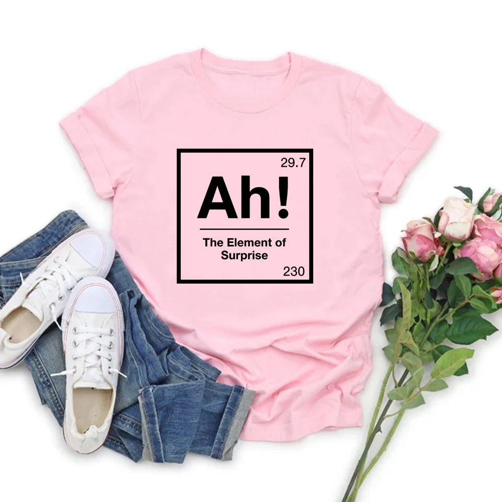 Ah The Element of Surprise T-Shirt Project Hail Mary Shirt Chemistry Joke Tee Funny Graphic T Shirts Men Women Short Sleeve Tops