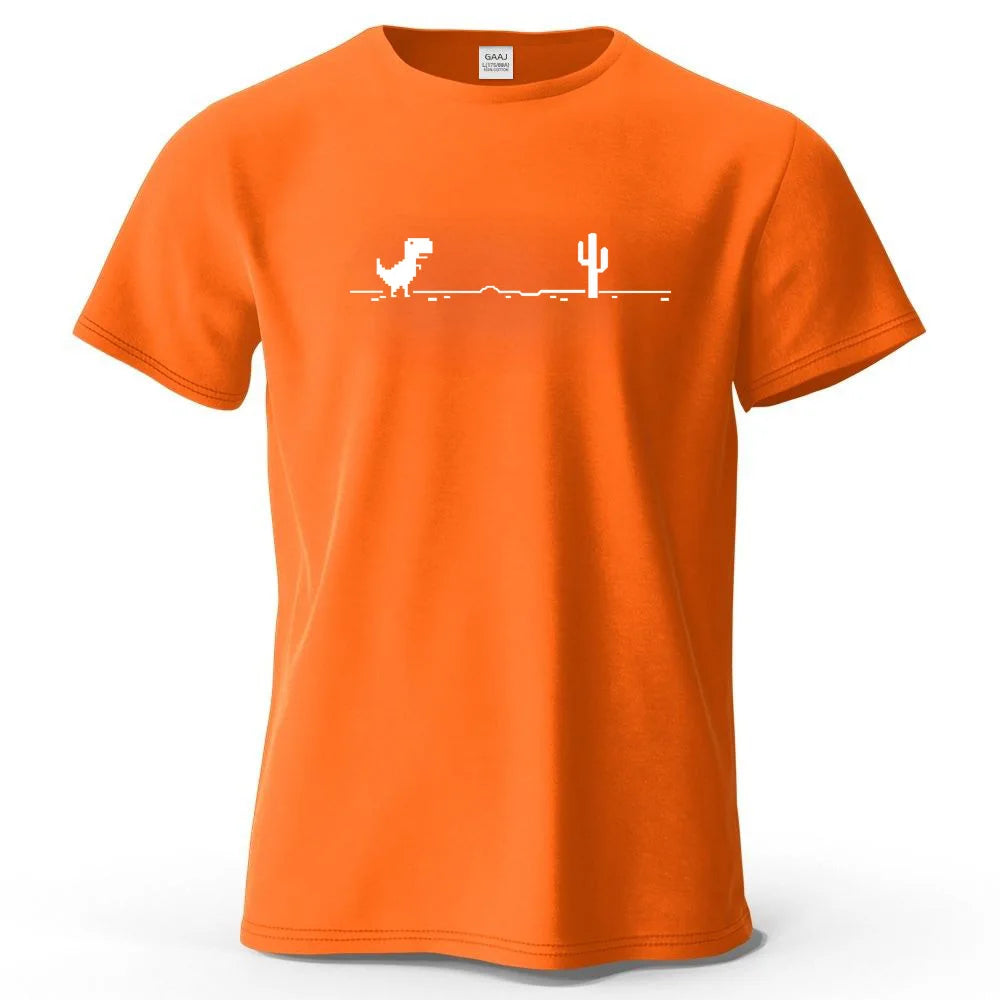 S-4XL No Internet Dinosaur Game 100% Cotton Funny Printing Men T Shirt Tee Summer Streetwear Tops Fashion Brand Tshirt Clothes