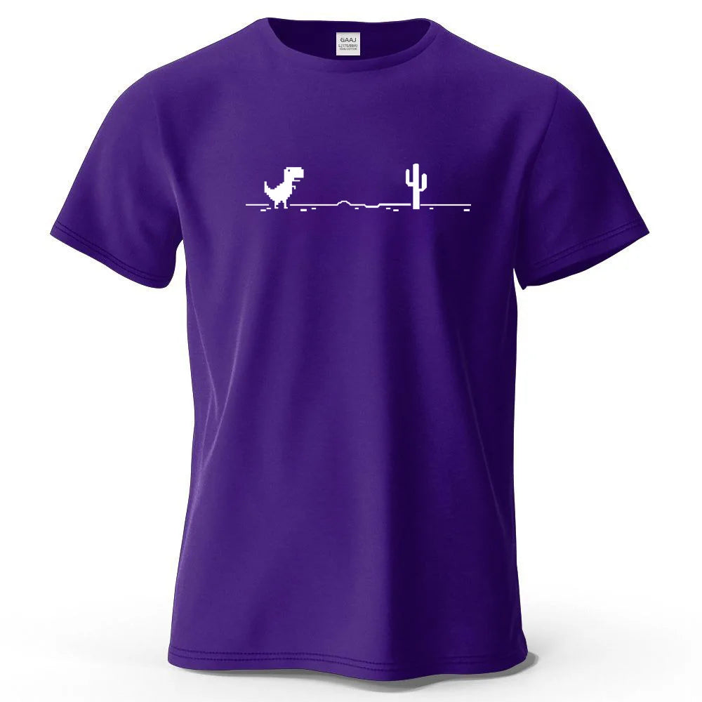 S-4XL No Internet Dinosaur Game 100% Cotton Funny Printing Men T Shirt Tee Summer Streetwear Tops Fashion Brand Tshirt Clothes