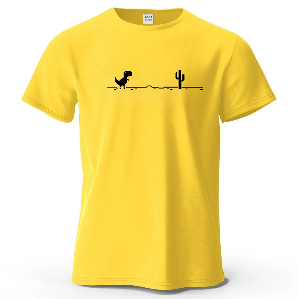 S-4XL No Internet Dinosaur Game 100% Cotton Funny Printing Men T Shirt Tee Summer Streetwear Tops Fashion Brand Tshirt Clothes