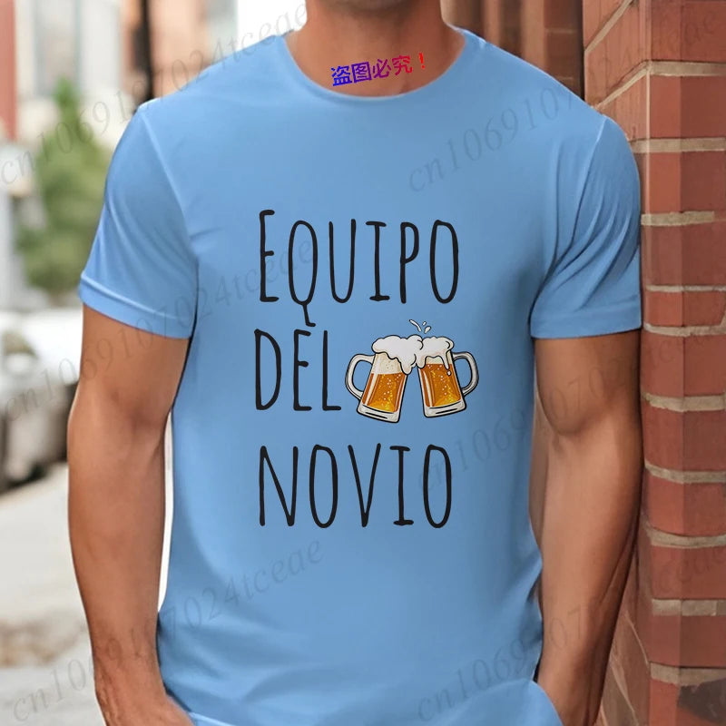 Spanish Men's Bachelor Party Man T-shirts EVG Team Future Groom Wedding Tops Funny Beer Graphic Tees Single Farewell Tshirt