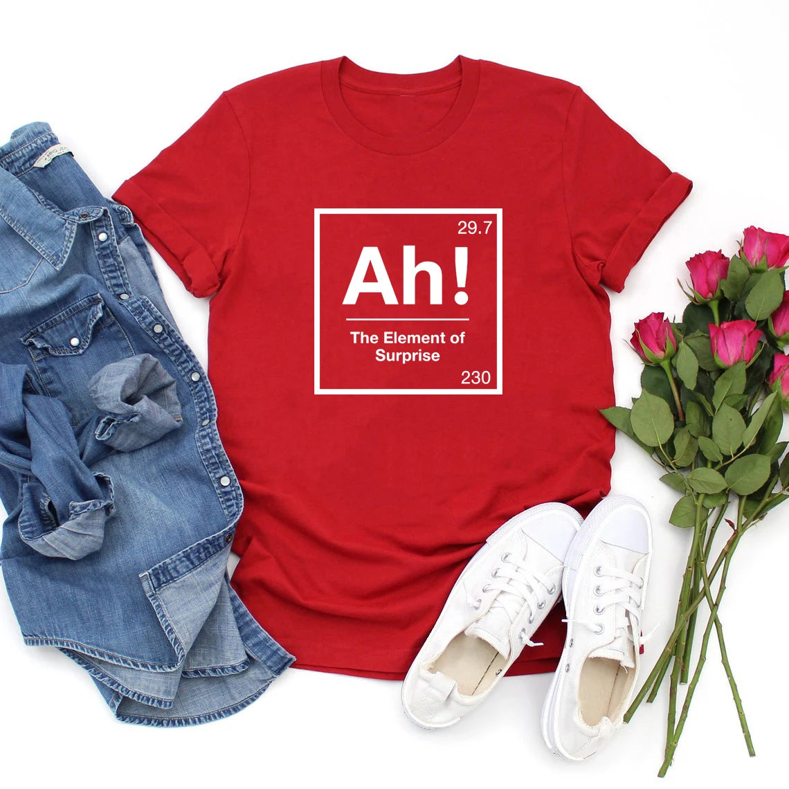 Ah The Element of Surprise T-Shirt Project Hail Mary Shirt Chemistry Joke Tee Funny Graphic T Shirts Men Women Short Sleeve Tops