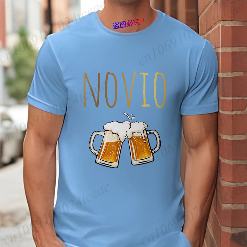 Spanish Men's Bachelor Party Man T-shirts EVG Team Future Groom Wedding Tops Funny Beer Graphic Tees Single Farewell Tshirt
