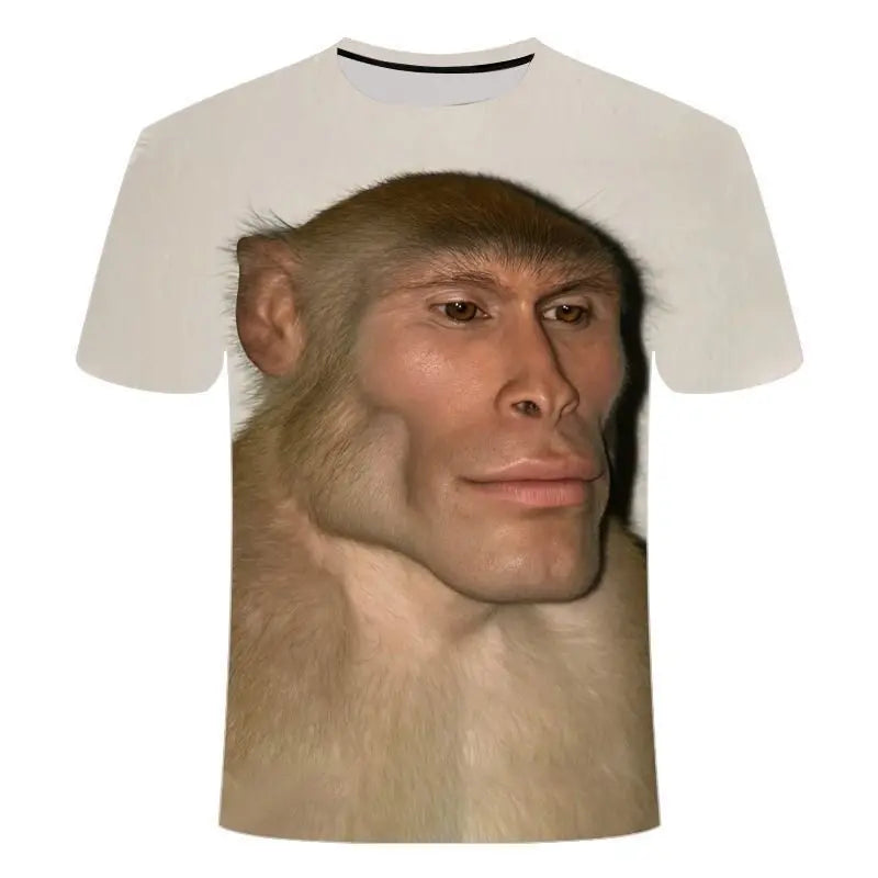 Funny Meme Monkey 3D Printed T Shirt Teens Summer Casual Round Neck Short Sleeve Tee Humor Animals Graphic Streetwear Tops