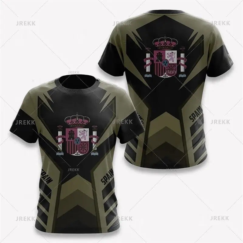 Spain National Emblem Graphic T Shirt Men 3D Printed Tshirt Summer Casual Short Sleeve Women Oversized Fashion Cool Clothing Tee