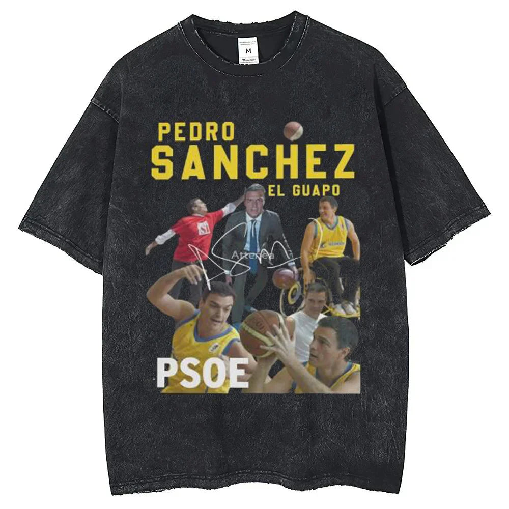 Pedro Sanchez Vintage Washed cotton t-shirt teen Classic Pop Culture kawaii korean clothes shirt Grunge anime Y2k graphic 80s