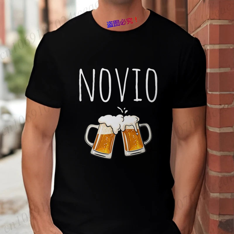 Spanish Men's Bachelor Party Man T-shirts EVG Team Future Groom Wedding Tops Funny Beer Graphic Tees Single Farewell Tshirt