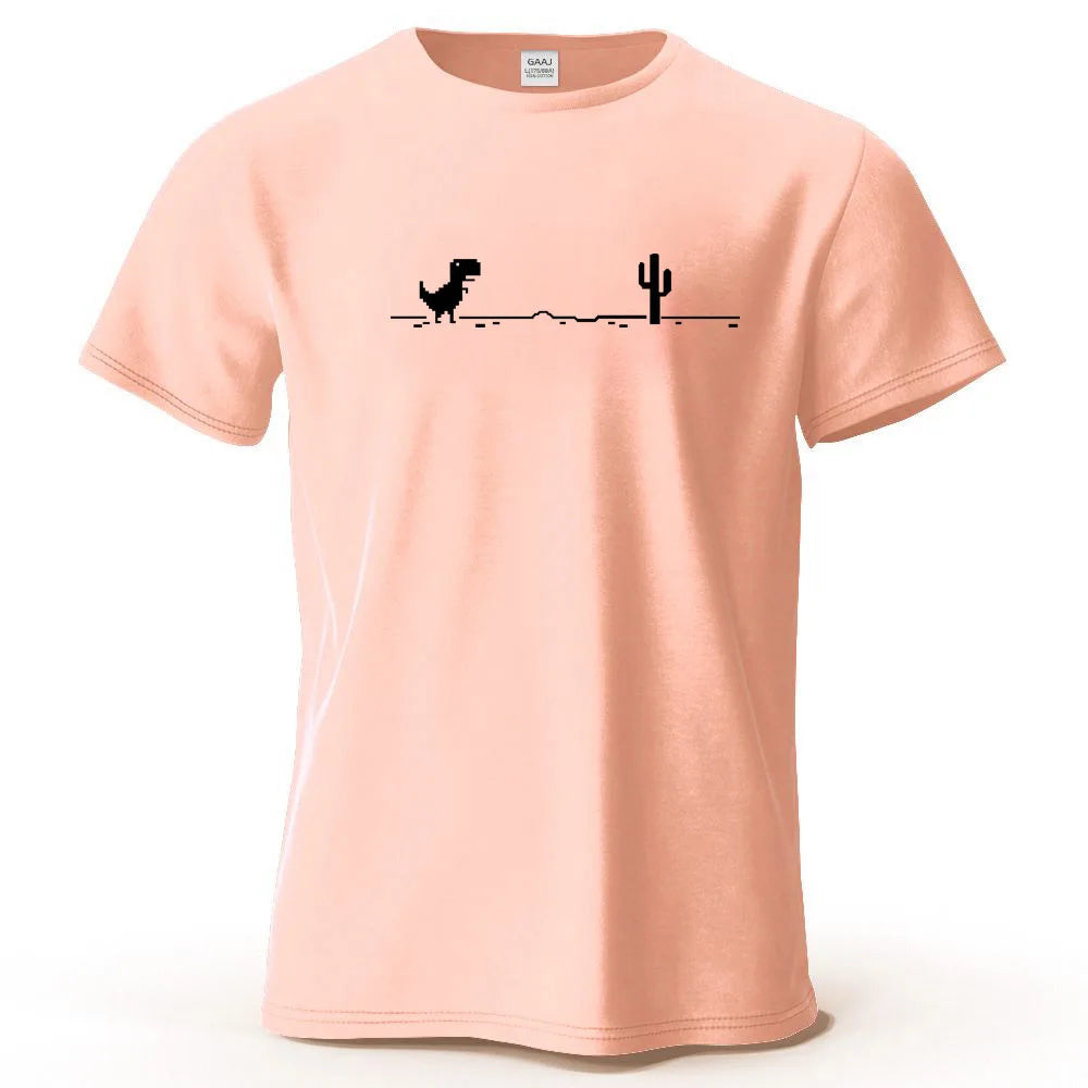 S-4XL No Internet Dinosaur Game 100% Cotton Funny Printing Men T Shirt Tee Summer Streetwear Tops Fashion Brand Tshirt Clothes