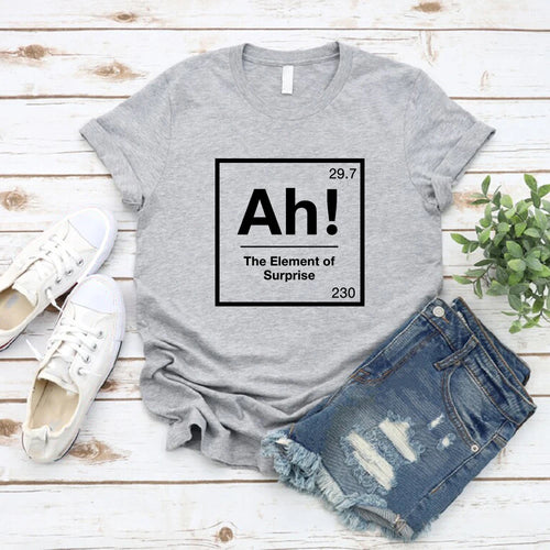 Ah The Element of Surprise T-Shirt Project Hail Mary Shirt Chemistry Joke Tee Funny Graphic T Shirts Men Women Short Sleeve Tops