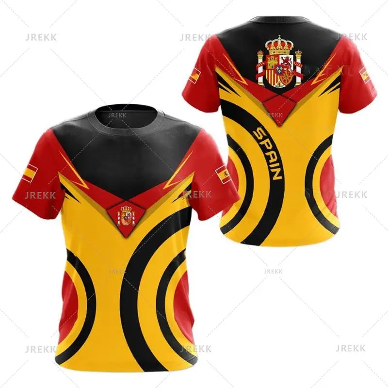 Spain National Emblem Graphic T Shirt Men 3D Printed Tshirt Summer Casual Short Sleeve Women Oversized Fashion Cool Clothing Tee