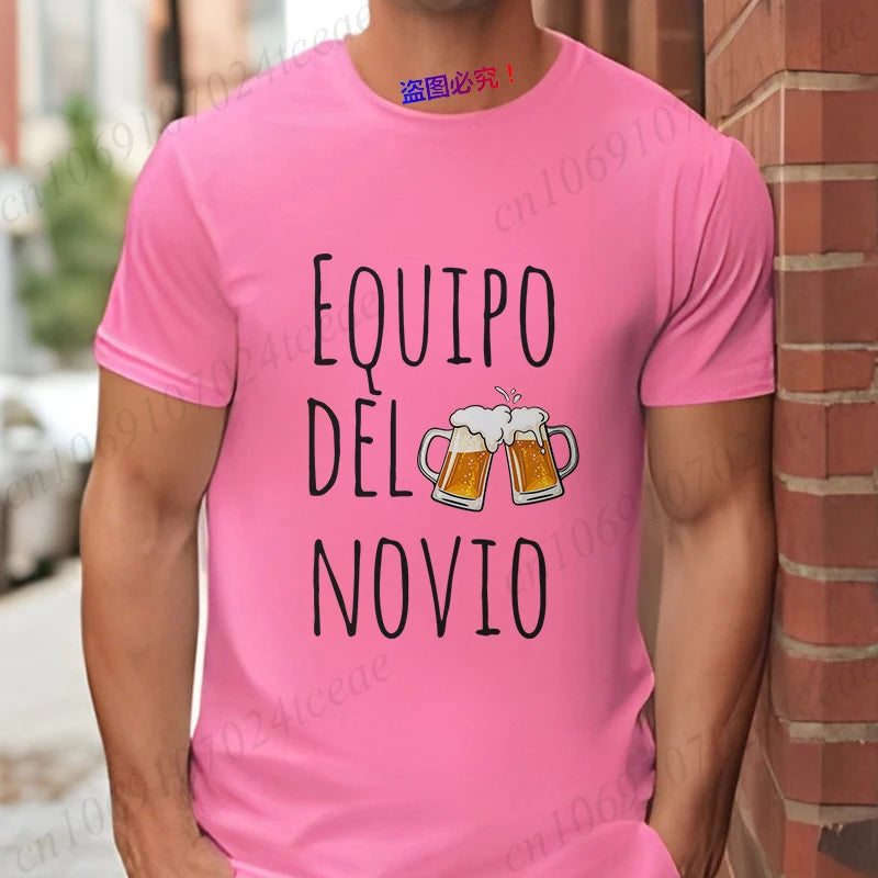 Spanish Men's Bachelor Party Man T-shirts EVG Team Future Groom Wedding Tops Funny Beer Graphic Tees Single Farewell Tshirt