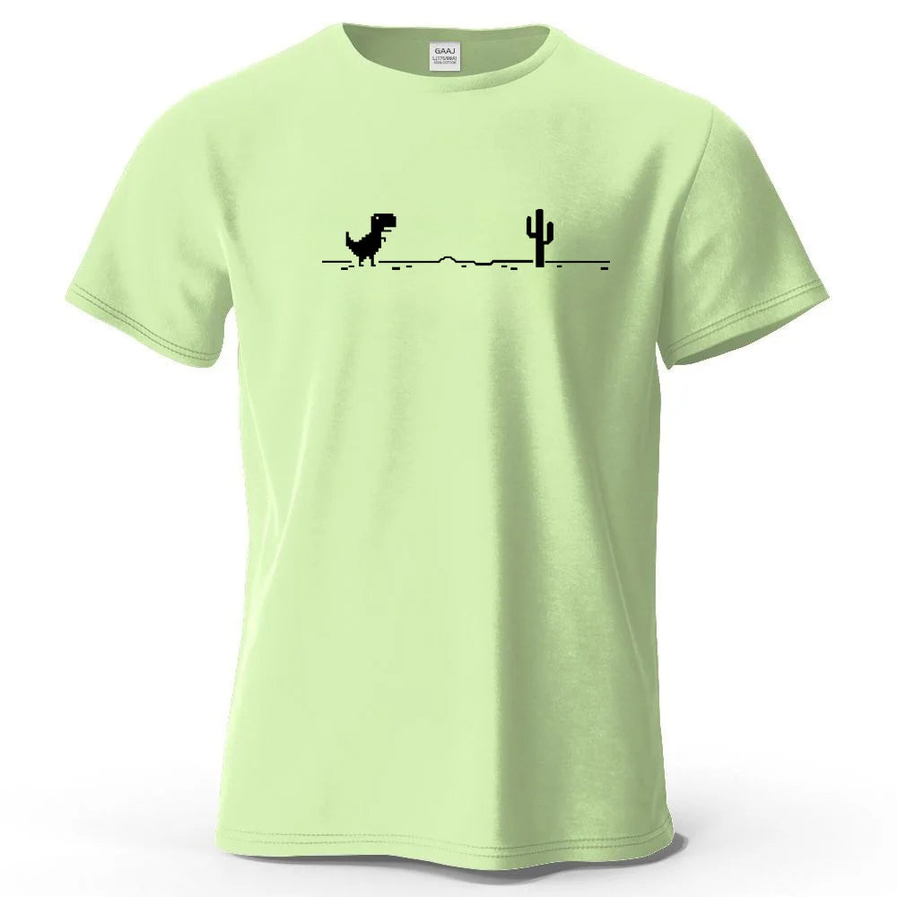 S-4XL No Internet Dinosaur Game 100% Cotton Funny Printing Men T Shirt Tee Summer Streetwear Tops Fashion Brand Tshirt Clothes