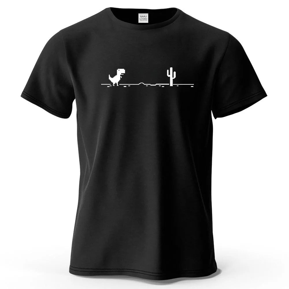 S-4XL No Internet Dinosaur Game 100% Cotton Funny Printing Men T Shirt Tee Summer Streetwear Tops Fashion Brand Tshirt Clothes