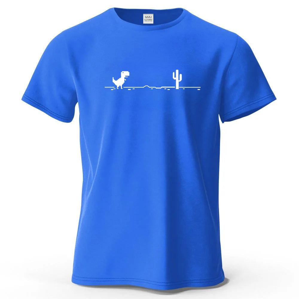 S-4XL No Internet Dinosaur Game 100% Cotton Funny Printing Men T Shirt Tee Summer Streetwear Tops Fashion Brand Tshirt Clothes