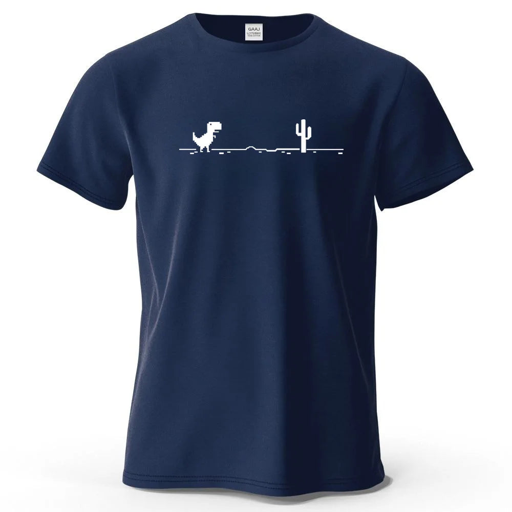 S-4XL No Internet Dinosaur Game 100% Cotton Funny Printing Men T Shirt Tee Summer Streetwear Tops Fashion Brand Tshirt Clothes