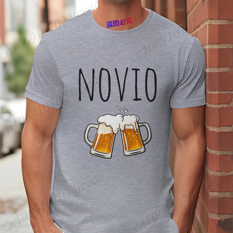 Spanish Men's Bachelor Party Man T-shirts EVG Team Future Groom Wedding Tops Funny Beer Graphic Tees Single Farewell Tshirt