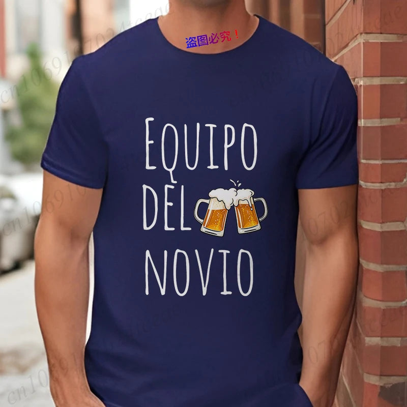 Spanish Men's Bachelor Party Man T-shirts EVG Team Future Groom Wedding Tops Funny Beer Graphic Tees Single Farewell Tshirt
