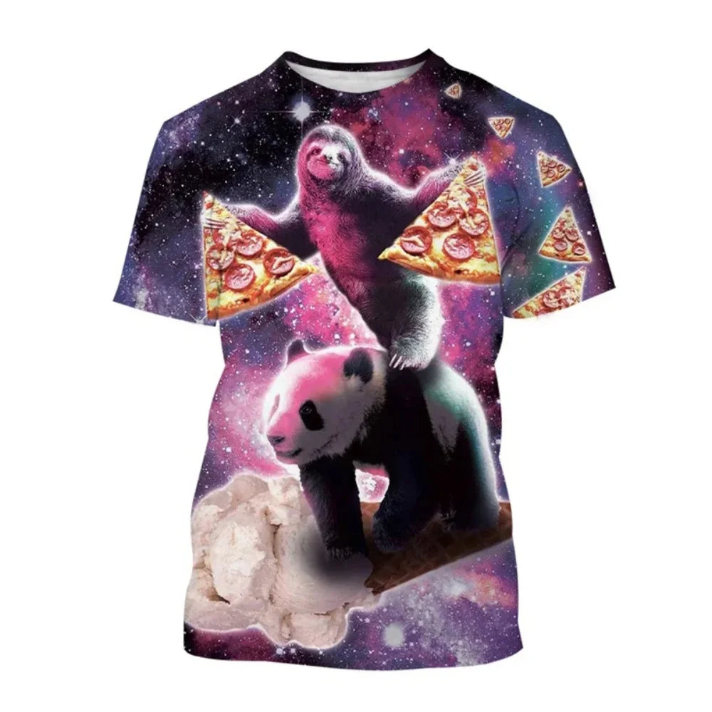 Men's T-Shirt Funny Animal Pattern Short Sleeve Cute 3D Print Casual T-Shirt Round Neck Top Street Fashion Summer Men's Clothing