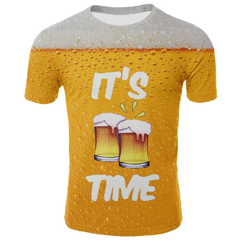 Beer 3D Printed T Shirt For Men Funny Casual Summer T-Shirts Streetwear Baggy Comfortable Top Men'S Clothing Tees