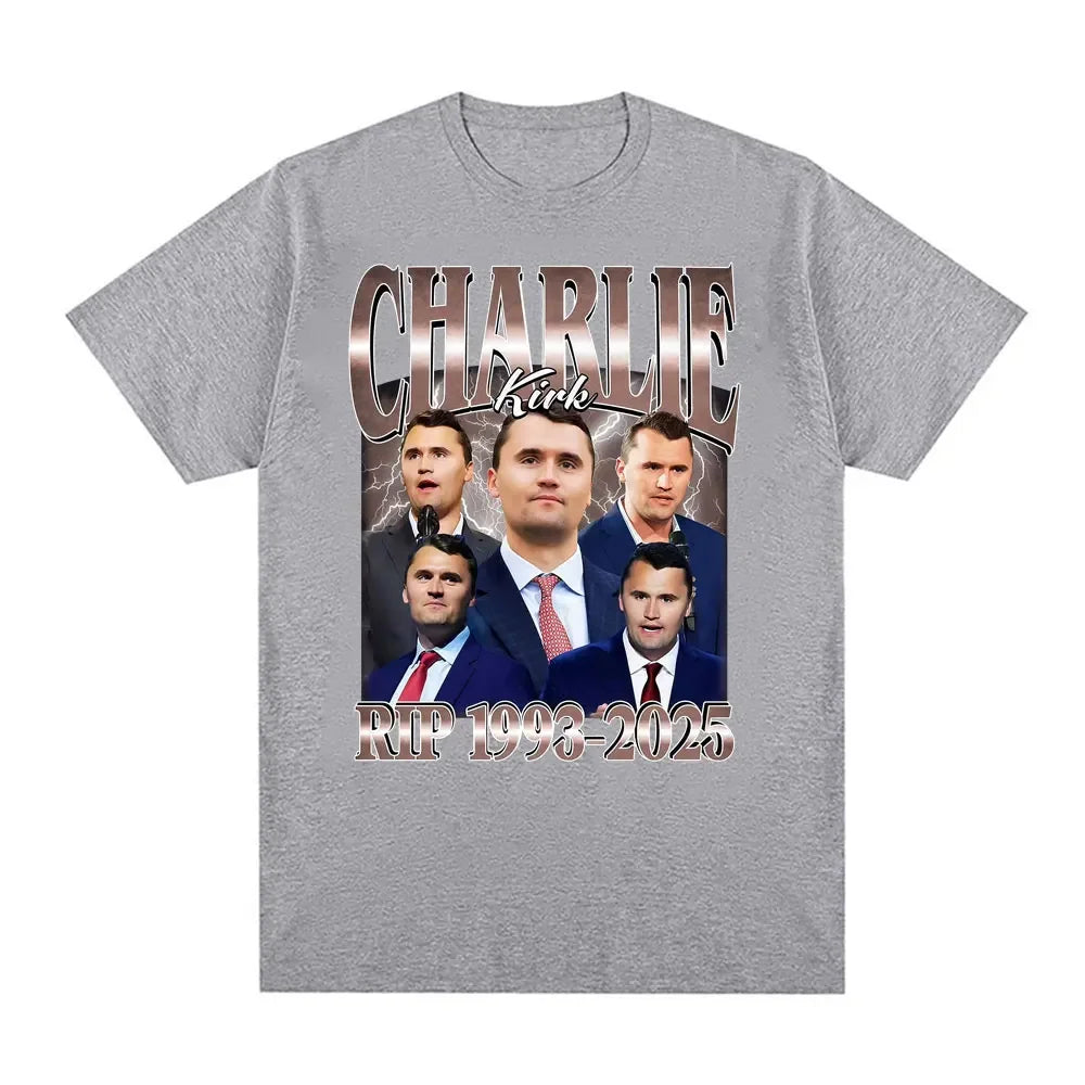 Charlie Kirk Printed Graphic T Shirt Short Sleeve Charlie Kirk RIP 1993–2025 T-shirt Funny Vintage Tee Men's Designer Clothing
