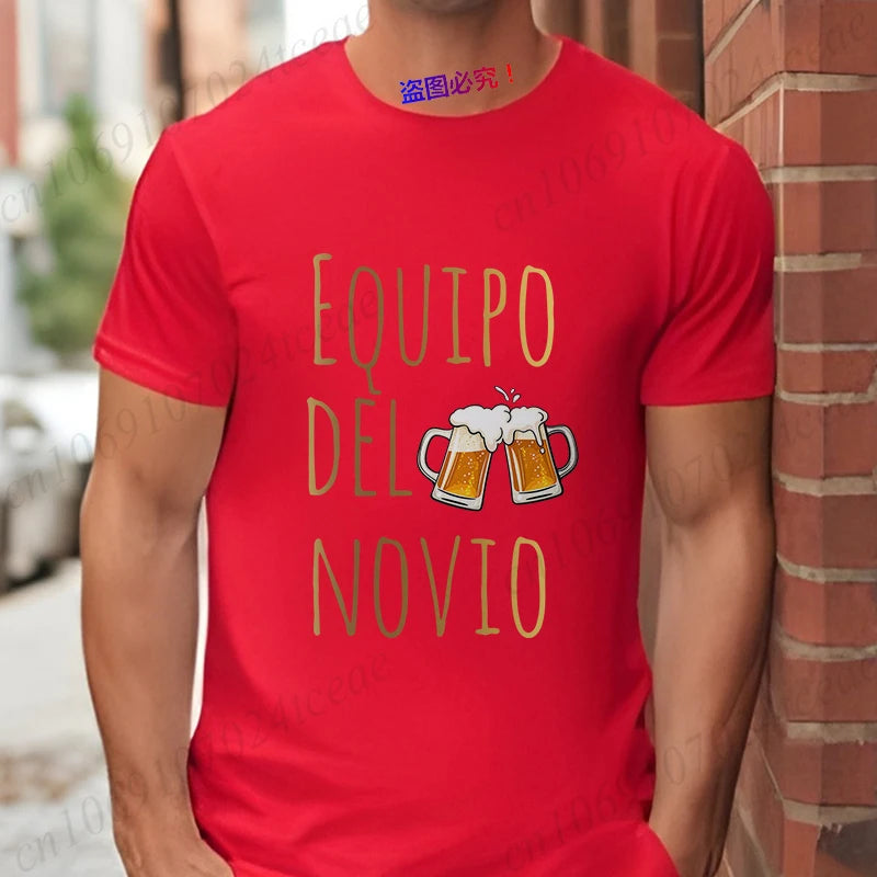 Spanish Men's Bachelor Party Man T-shirts EVG Team Future Groom Wedding Tops Funny Beer Graphic Tees Single Farewell Tshirt