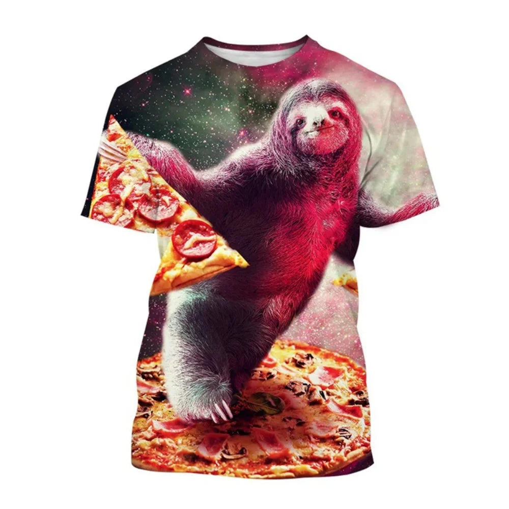 Men's T-Shirt Funny Animal Pattern Short Sleeve Cute 3D Print Casual T-Shirt Round Neck Top Street Fashion Summer Men's Clothing