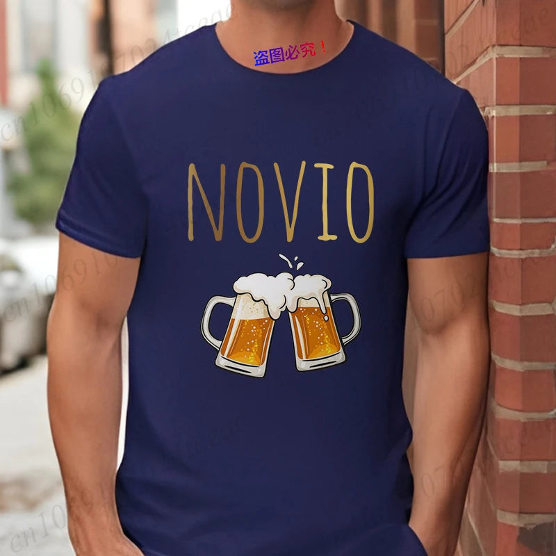 Spanish Men's Bachelor Party Man T-shirts EVG Team Future Groom Wedding Tops Funny Beer Graphic Tees Single Farewell Tshirt