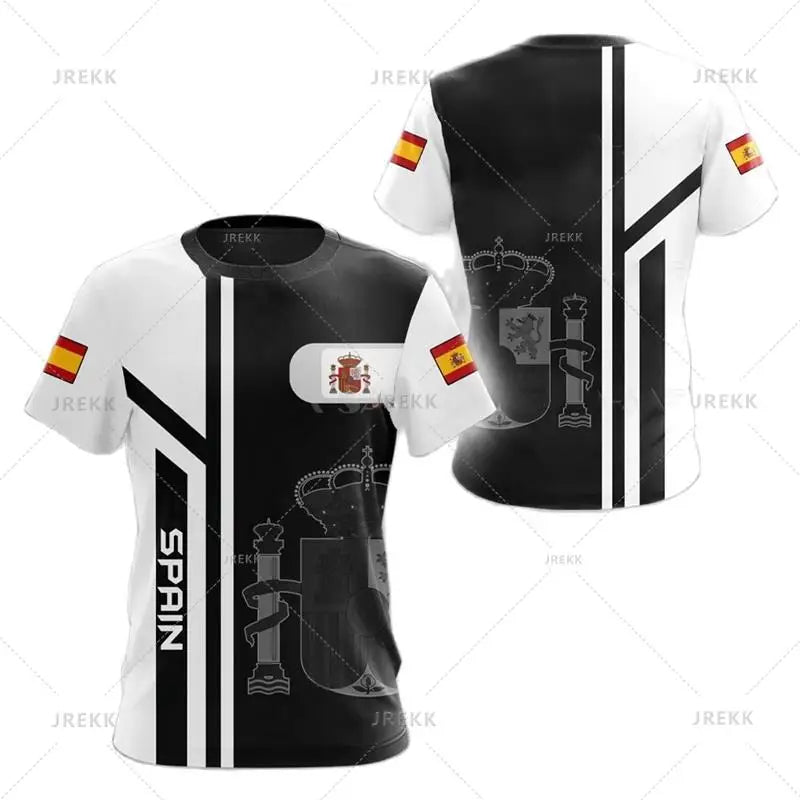 Spain National Emblem Graphic T Shirt Men 3D Printed Tshirt Summer Casual Short Sleeve Women Oversized Fashion Cool Clothing Tee