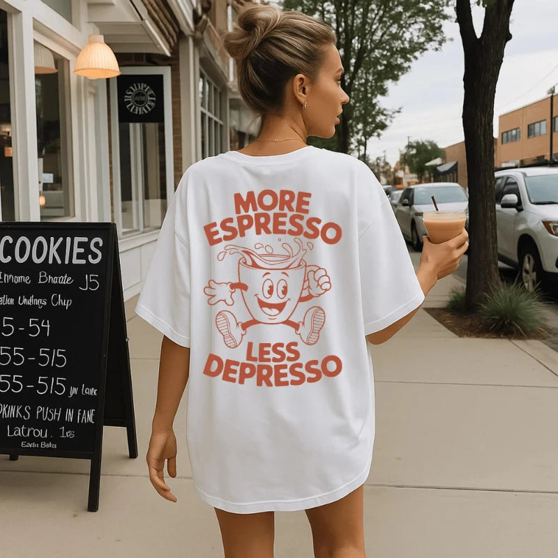 Interesting Quotes From Coffee Enthusiast Shirts, Men's and Women's Summer Pure Cotton Short Sleeves, Fashionable Loose T-shirts