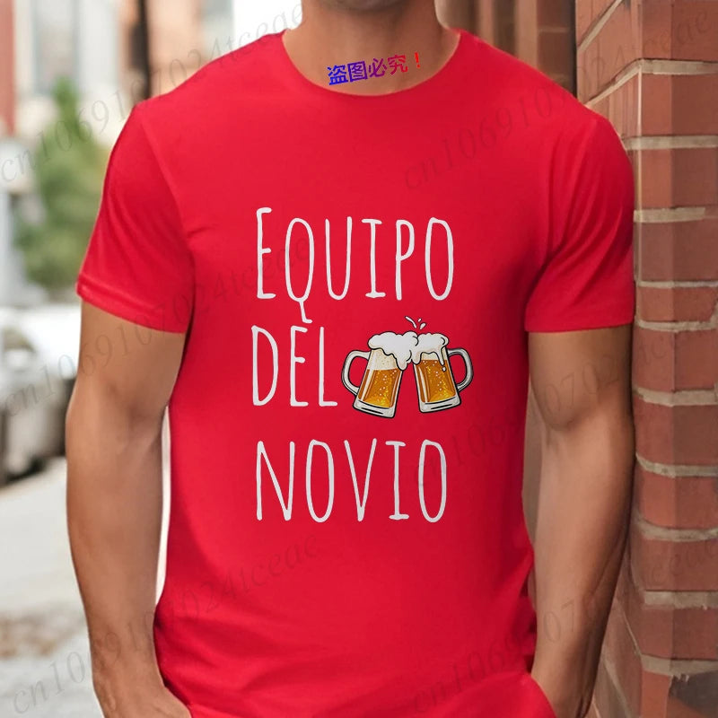 Spanish Men's Bachelor Party Man T-shirts EVG Team Future Groom Wedding Tops Funny Beer Graphic Tees Single Farewell Tshirt
