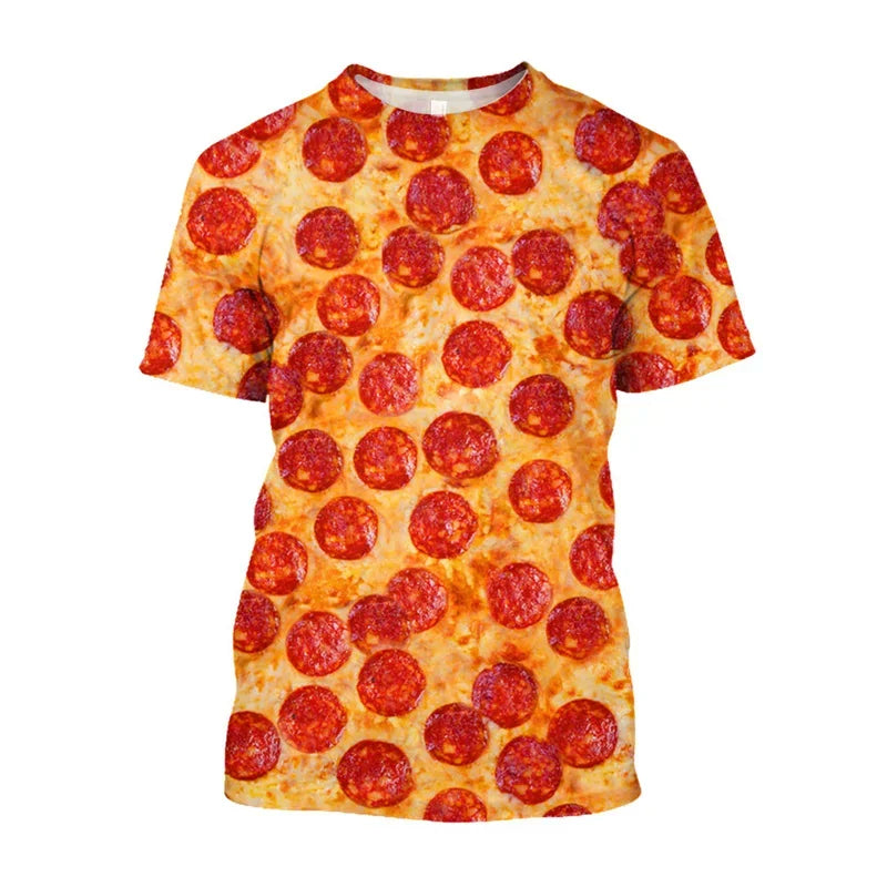 Pasta Pizza 3D Print Sports Quick-dry Breathable Men T-shirt Outdoor Street Casual Fashion Parent-child Short-sleeve Top