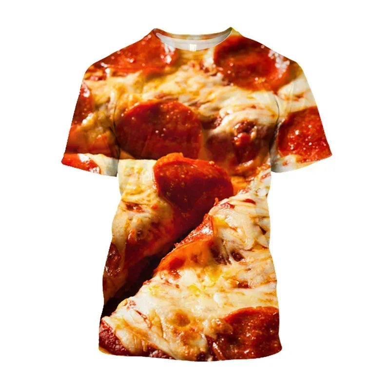 Pasta Pizza 3D Print Sports Quick-dry Breathable Men T-shirt Outdoor Street Casual Fashion Parent-child Short-sleeve Top