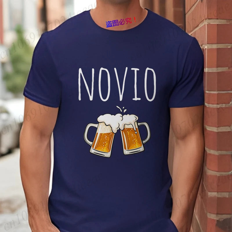 Spanish Men's Bachelor Party Man T-shirts EVG Team Future Groom Wedding Tops Funny Beer Graphic Tees Single Farewell Tshirt