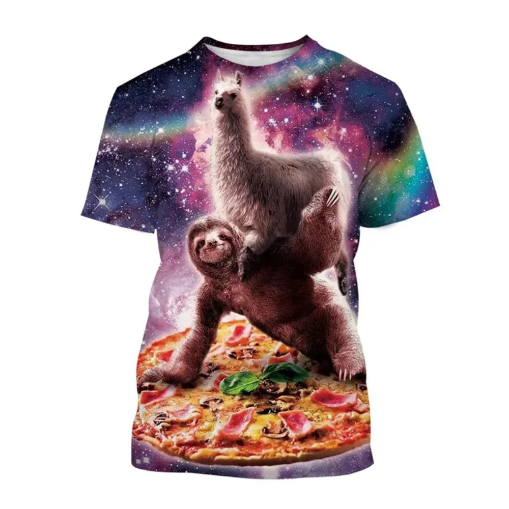 Men's T-Shirt Funny Animal Pattern Short Sleeve Cute 3D Print Casual T-Shirt Round Neck Top Street Fashion Summer Men's Clothing