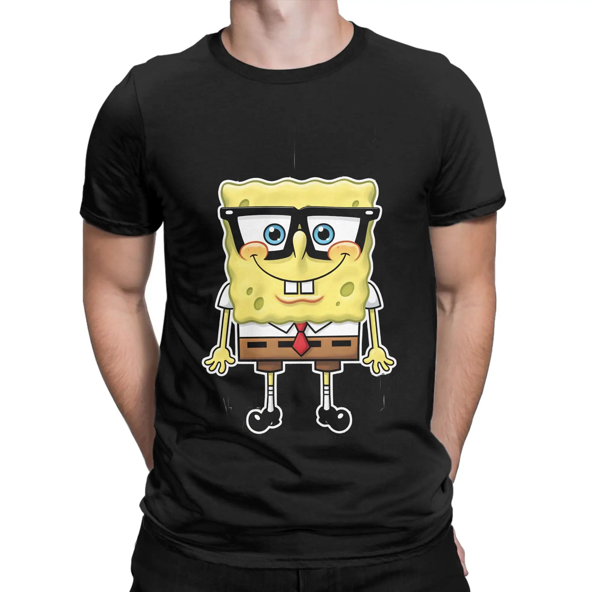 Novelty Spongebobs T-Shirt Men Crew Neck Cotton T Shirts  Short Sleeve Tees Gift Clothing