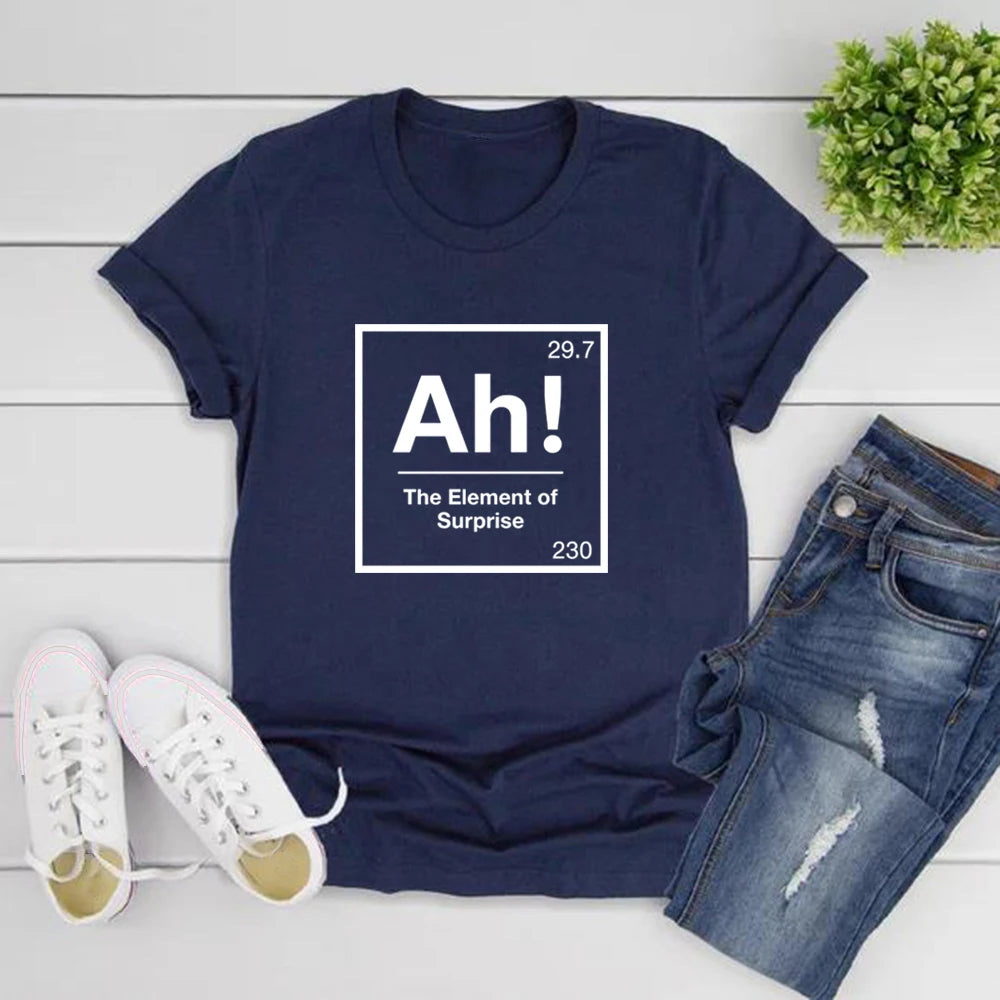 Ah The Element of Surprise T-Shirt Project Hail Mary Shirt Chemistry Joke Tee Funny Graphic T Shirts Men Women Short Sleeve Tops