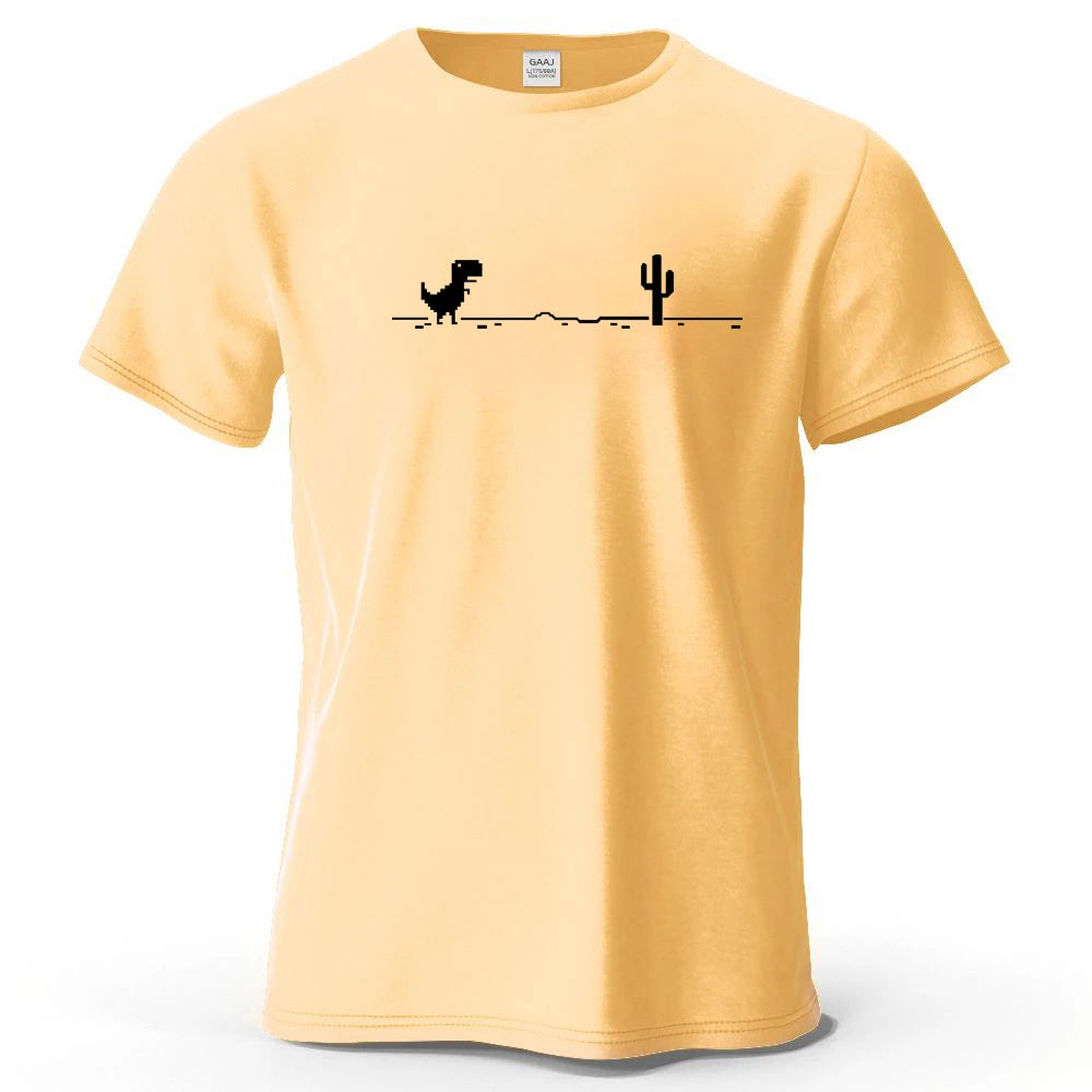 S-4XL No Internet Dinosaur Game 100% Cotton Funny Printing Men T Shirt Tee Summer Streetwear Tops Fashion Brand Tshirt Clothes