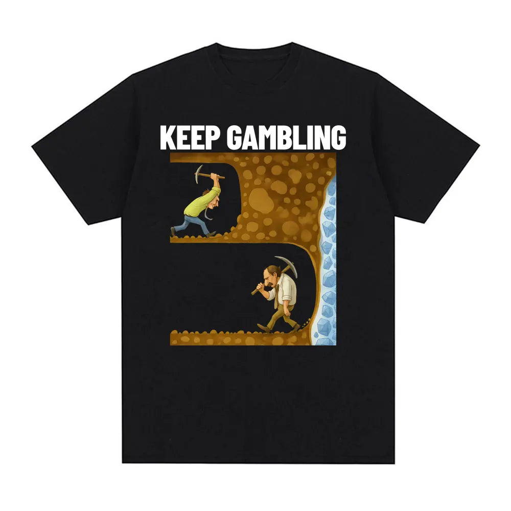 Fun T-shirt, Women's Retro Gothic Style Short-sleeved T-shirt Printed with "Keep Gambling Savage"graphic T Shirts Personality