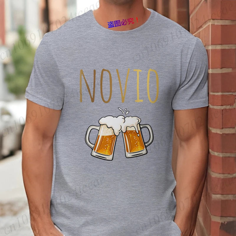 Spanish Men's Bachelor Party Man T-shirts EVG Team Future Groom Wedding Tops Funny Beer Graphic Tees Single Farewell Tshirt