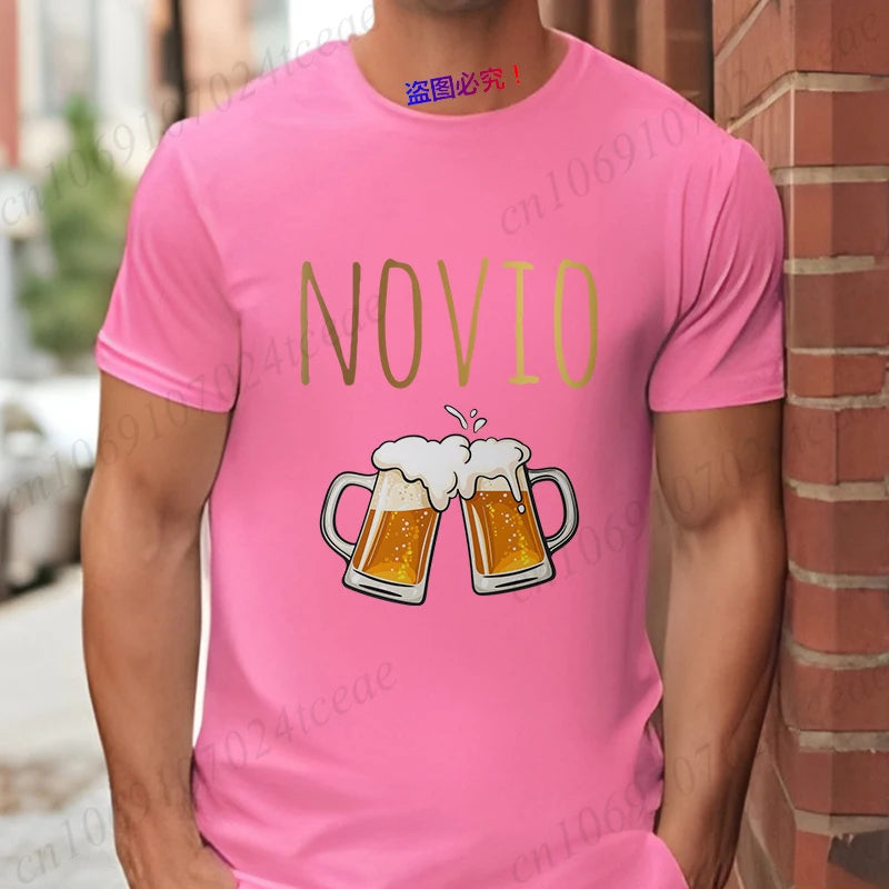 Spanish Men's Bachelor Party Man T-shirts EVG Team Future Groom Wedding Tops Funny Beer Graphic Tees Single Farewell Tshirt
