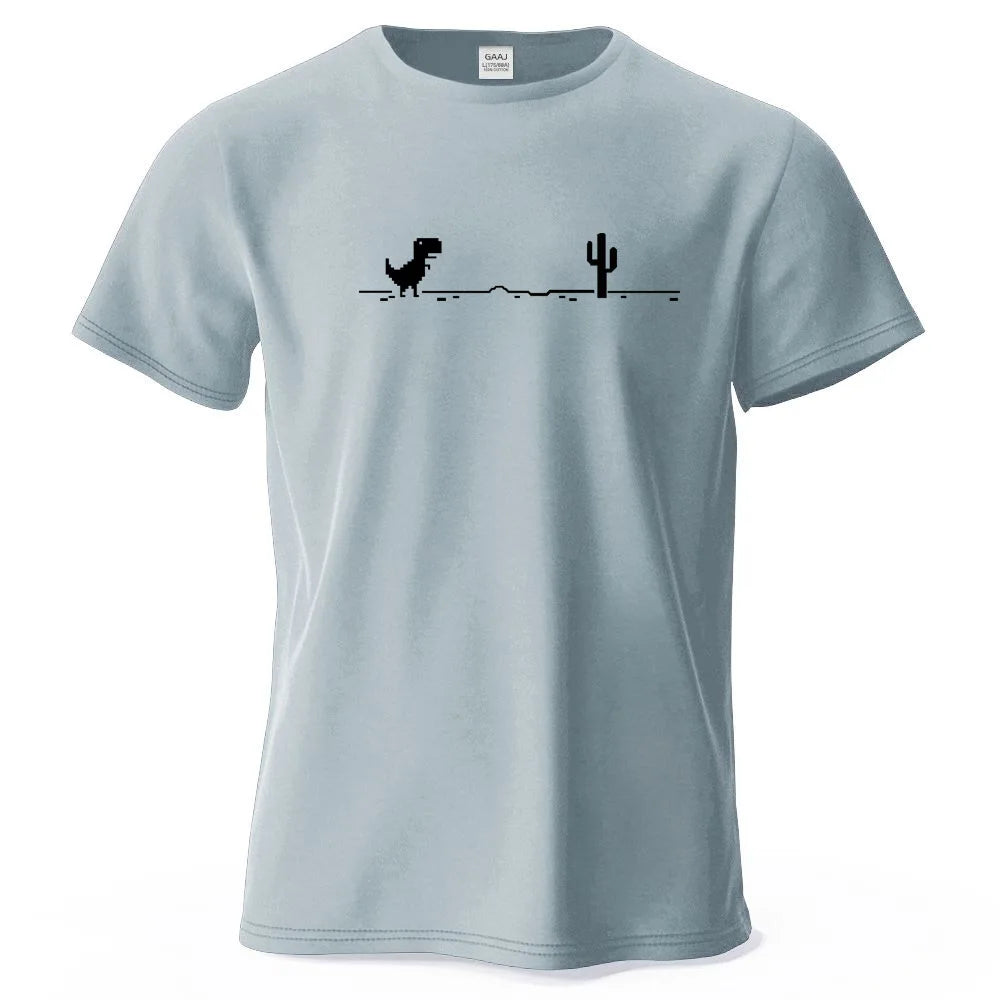 S-4XL No Internet Dinosaur Game 100% Cotton Funny Printing Men T Shirt Tee Summer Streetwear Tops Fashion Brand Tshirt Clothes