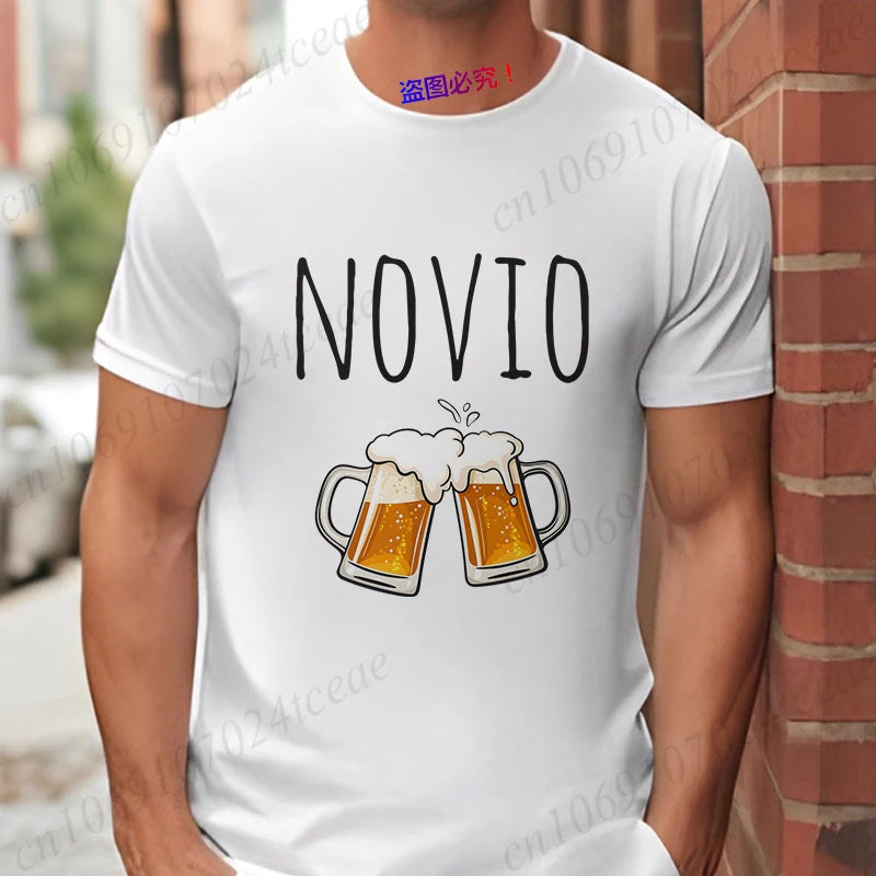 Spanish Men's Bachelor Party Man T-shirts EVG Team Future Groom Wedding Tops Funny Beer Graphic Tees Single Farewell Tshirt