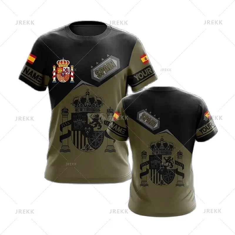 Spain National Emblem Graphic T Shirt Men 3D Printed Tshirt Summer Casual Short Sleeve Women Oversized Fashion Cool Clothing Tee
