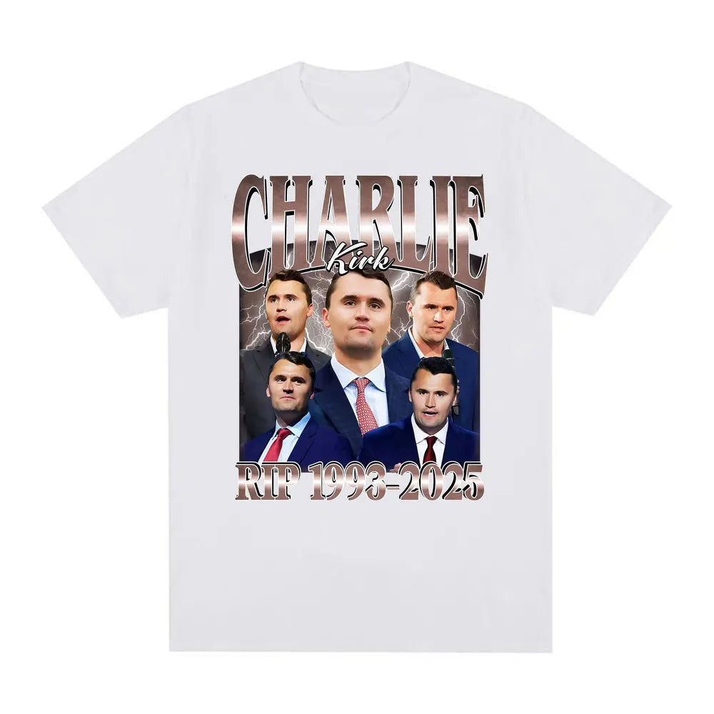 Charlie Kirk Printed Graphic T Shirt Short Sleeve Charlie Kirk RIP 1993–2025 T-shirt Funny Vintage Tee Men's Designer Clothing