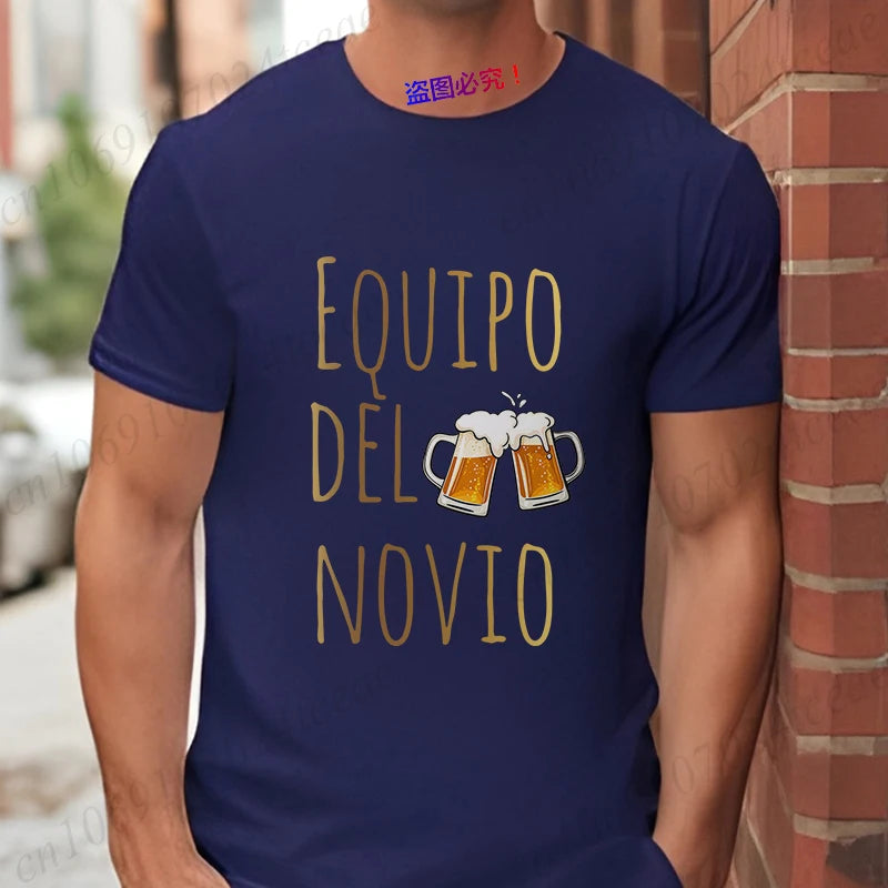 Spanish Men's Bachelor Party Man T-shirts EVG Team Future Groom Wedding Tops Funny Beer Graphic Tees Single Farewell Tshirt