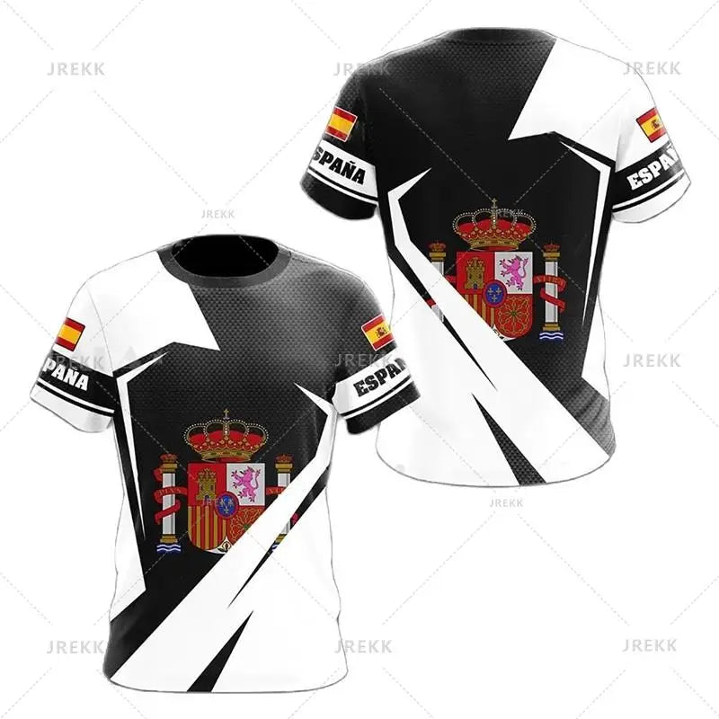 Spain National Emblem Graphic T Shirt Men 3D Printed Tshirt Summer Casual Short Sleeve Women Oversized Fashion Cool Clothing Tee