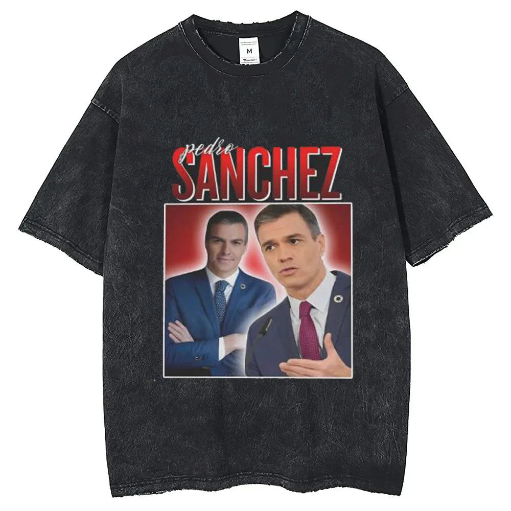 Pedro Sanchez Vintage Washed cotton t-shirt teen Classic Pop Culture kawaii korean clothes shirt Grunge anime Y2k graphic 80s