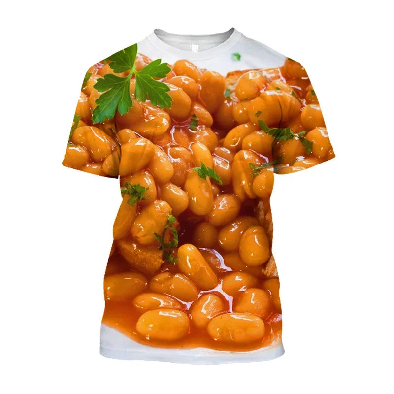 Pasta Pizza 3D Print Sports Quick-dry Breathable Men T-shirt Outdoor Street Casual Fashion Parent-child Short-sleeve Top
