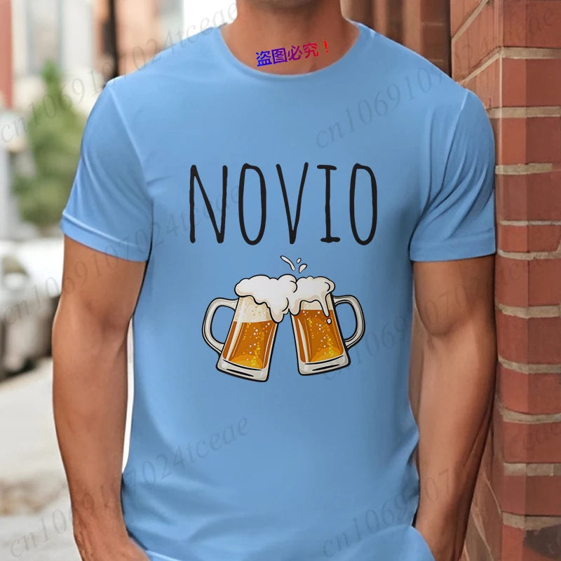 Spanish Men's Bachelor Party Man T-shirts EVG Team Future Groom Wedding Tops Funny Beer Graphic Tees Single Farewell Tshirt